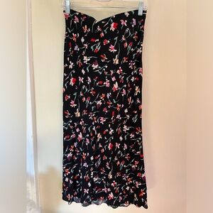 Madewell Floral Black Midi Skirt